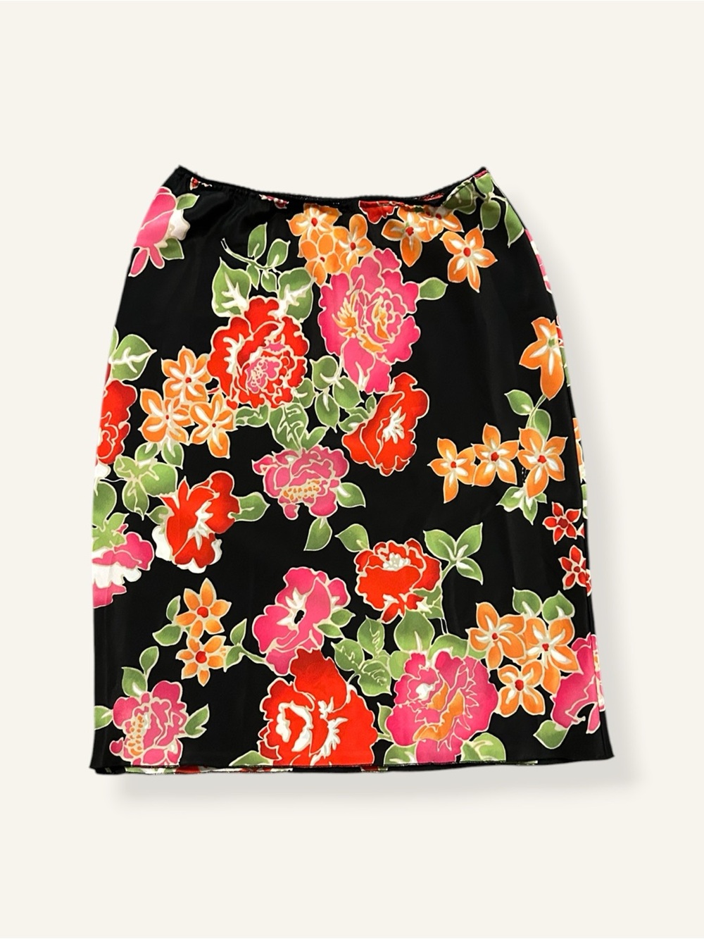Vintage Love Potion Floral Midi Skirt Black Pink Orange Y2K 90s Whimsigoth